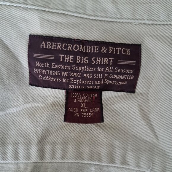 VTG A&F Abercrombie FITCH THE big shirt Cotton Tan BARN Cowboy Western Y2K XL - Picture 5 of 5